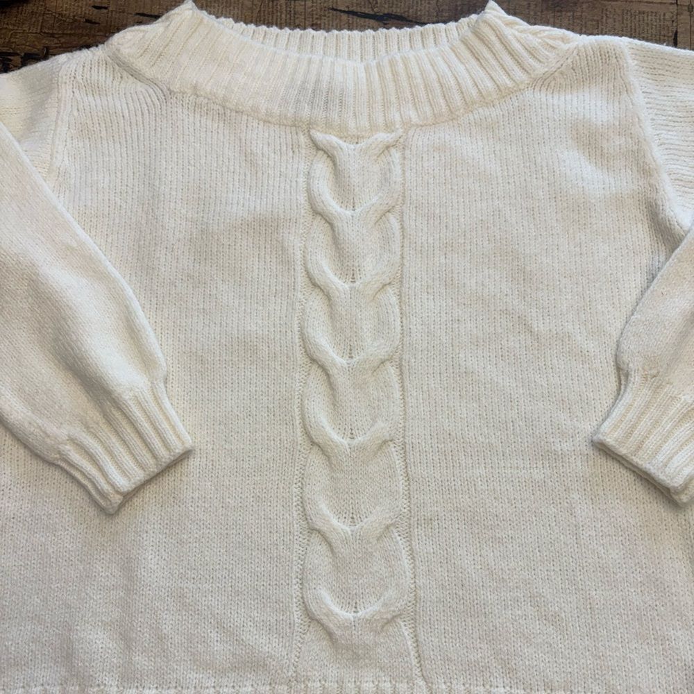 Lane Bryant White Cable Knit Wide Neck Sweater Size 14/16 NWOT - Picture 4 of 5